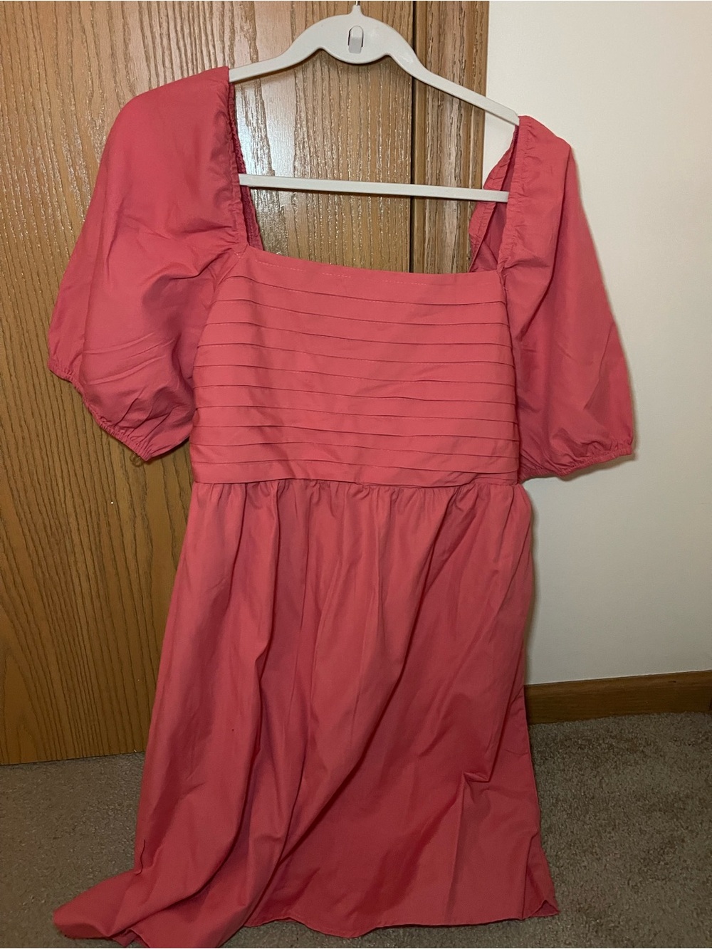 Altar'd State Rose Coral Tiered Midi Dress